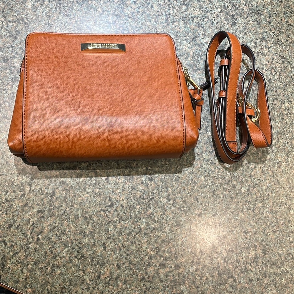 Steve Madden Brown Clutch or Crossbody Bag lined with 2 zipper compartments
